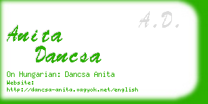 anita dancsa business card